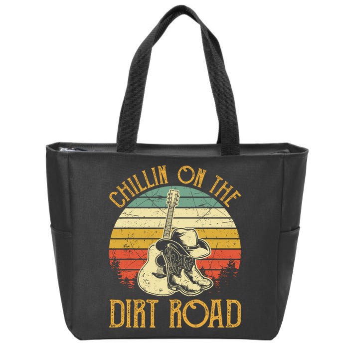 Vintage Chillin On The Dirt Road Retro Country Music Western Zip Tote Bag