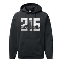 Vintage Cleveland Ohio 216 Area Code Skyline Performance Fleece Hoodie