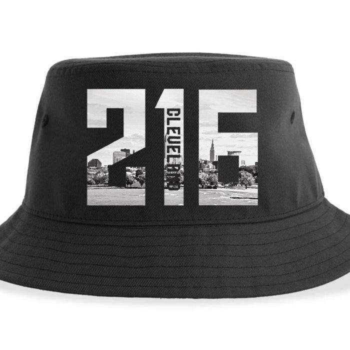 Vintage Cleveland Ohio 216 Area Code Skyline Sustainable Bucket Hat