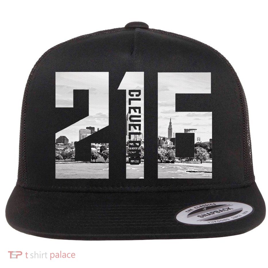 Vintage Cleveland Ohio 216 Area Code Skyline Flatbill Hat