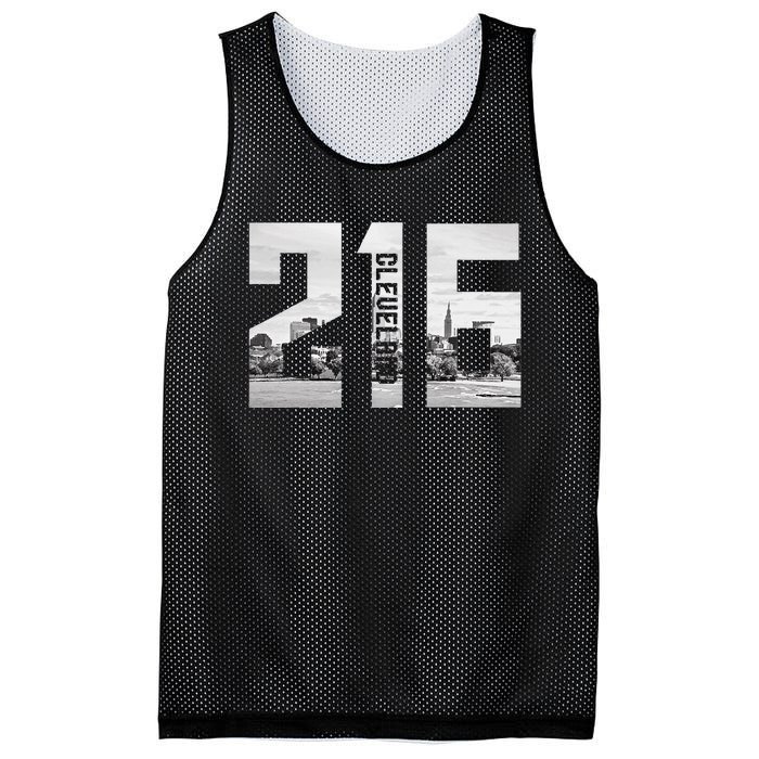 Vintage Cleveland Ohio 216 Area Code Skyline Mesh Reversible Basketball Jersey Tank