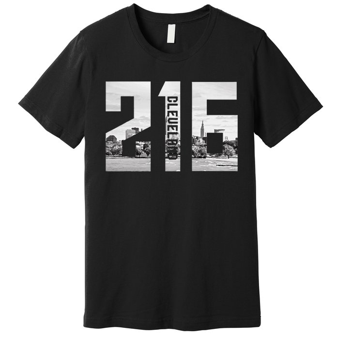 Vintage Cleveland Ohio 216 Area Code Skyline Premium T-Shirt