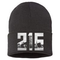 Vintage Cleveland Ohio 216 Area Code Skyline Sustainable Knit Beanie