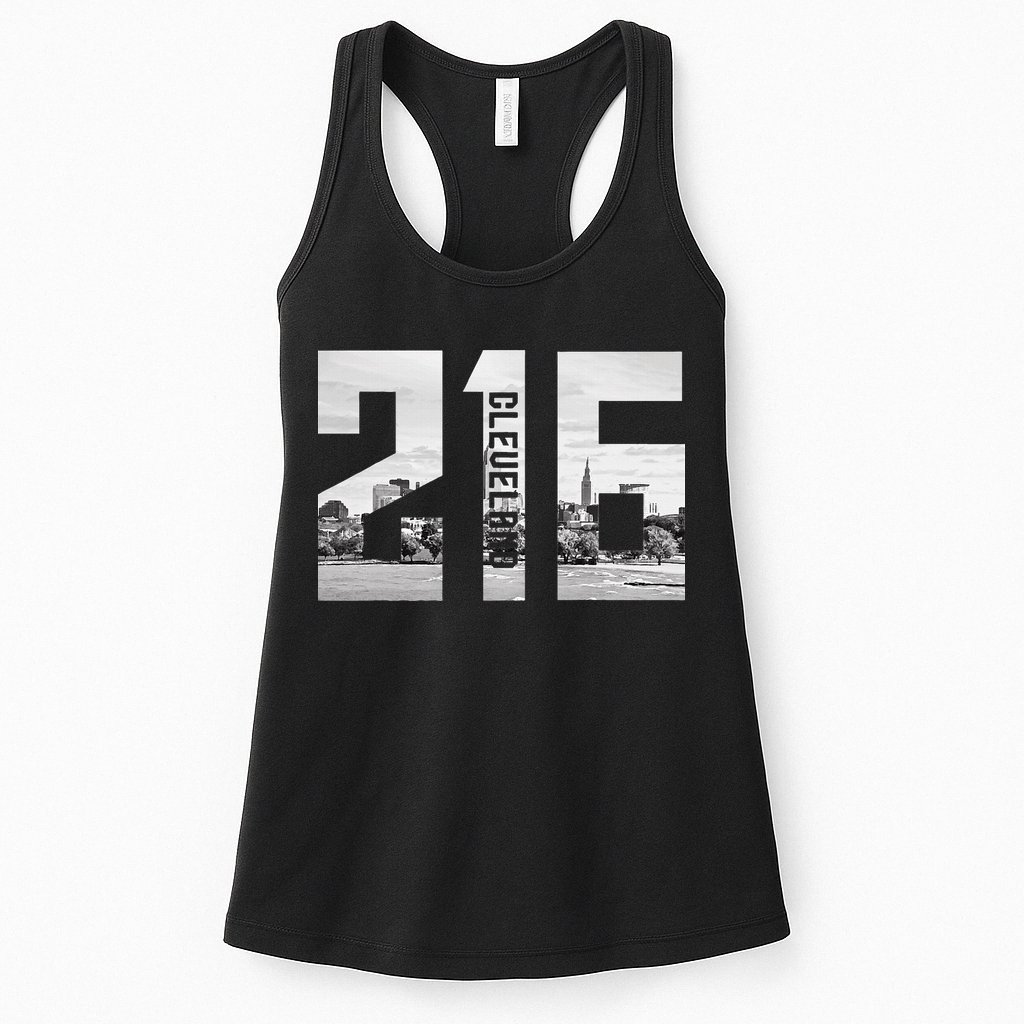 Vintage Cleveland Ohio 216 Area Code Skyline Womens Tank Top