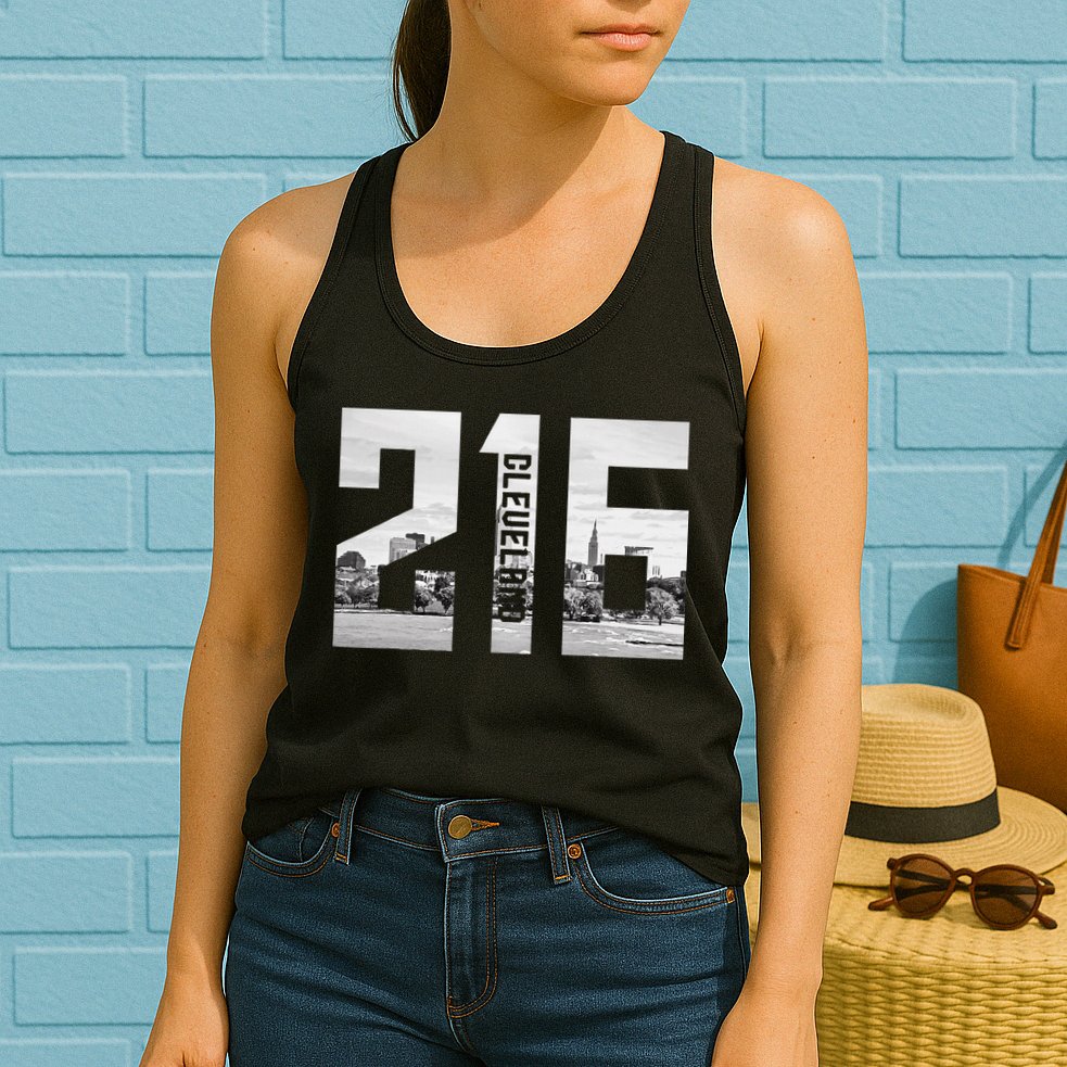 Vintage Cleveland Ohio 216 Area Code Skyline Womens Tank Top