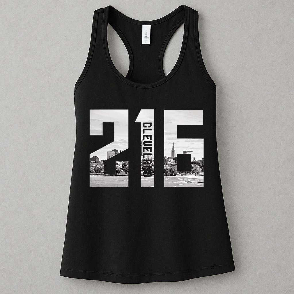 Vintage Cleveland Ohio 216 Area Code Skyline Womens Tank Top