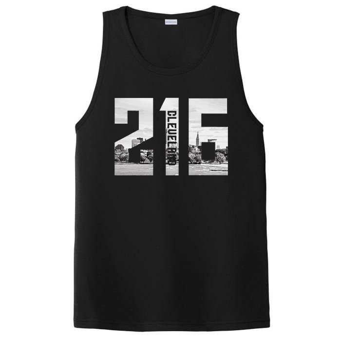 Vintage Cleveland Ohio 216 Area Code Skyline PosiCharge Competitor Tank