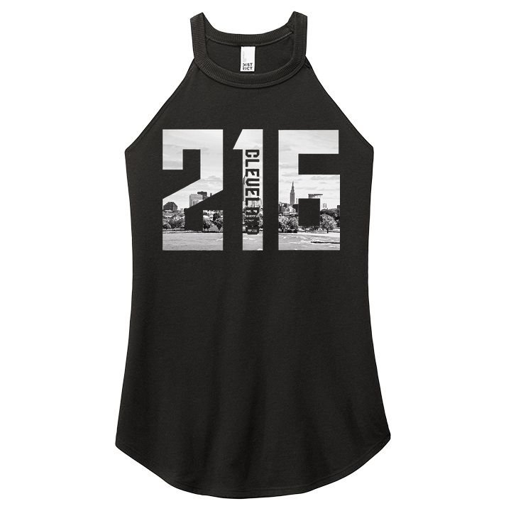 Vintage Cleveland Ohio 216 Area Code Skyline Women's Perfect Tri Rocker Tank