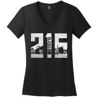 Vintage Cleveland Ohio 216 Area Code Skyline Women's V-Neck T-Shirt