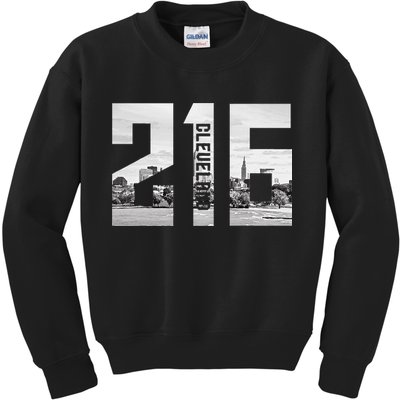 Vintage Cleveland Ohio 216 Area Code Skyline Kids Sweatshirt