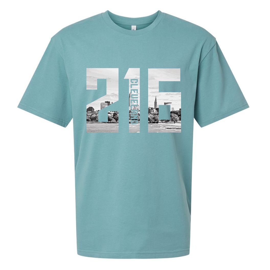 Vintage Cleveland Ohio 216 Area Code Skyline Sueded Cloud Jersey T-Shirt