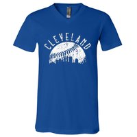 Vintage Cleveland Ohio Skyline Apparel V-Neck T-Shirt