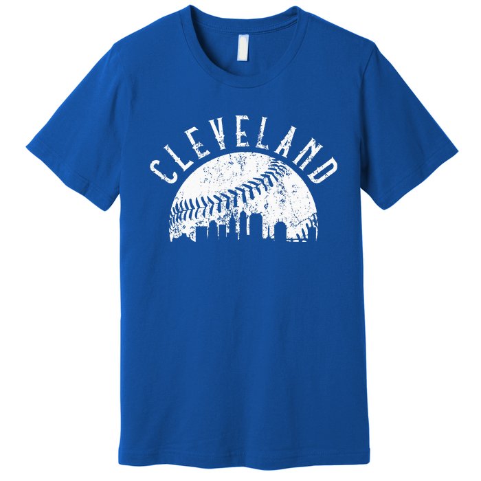 Vintage Cleveland Ohio Skyline Apparel Premium T-Shirt