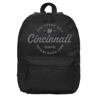 Vintage Cincinnati Ohio 1788 Retro Throwback Souvenir 16 in Basic Backpack