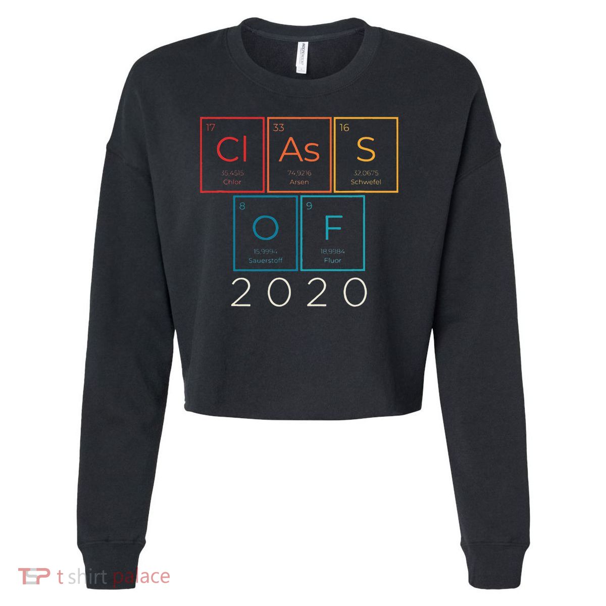Vintage Class Of 2020 Graduate Senior Science Chemistry Gift Cropped Pullover Crew