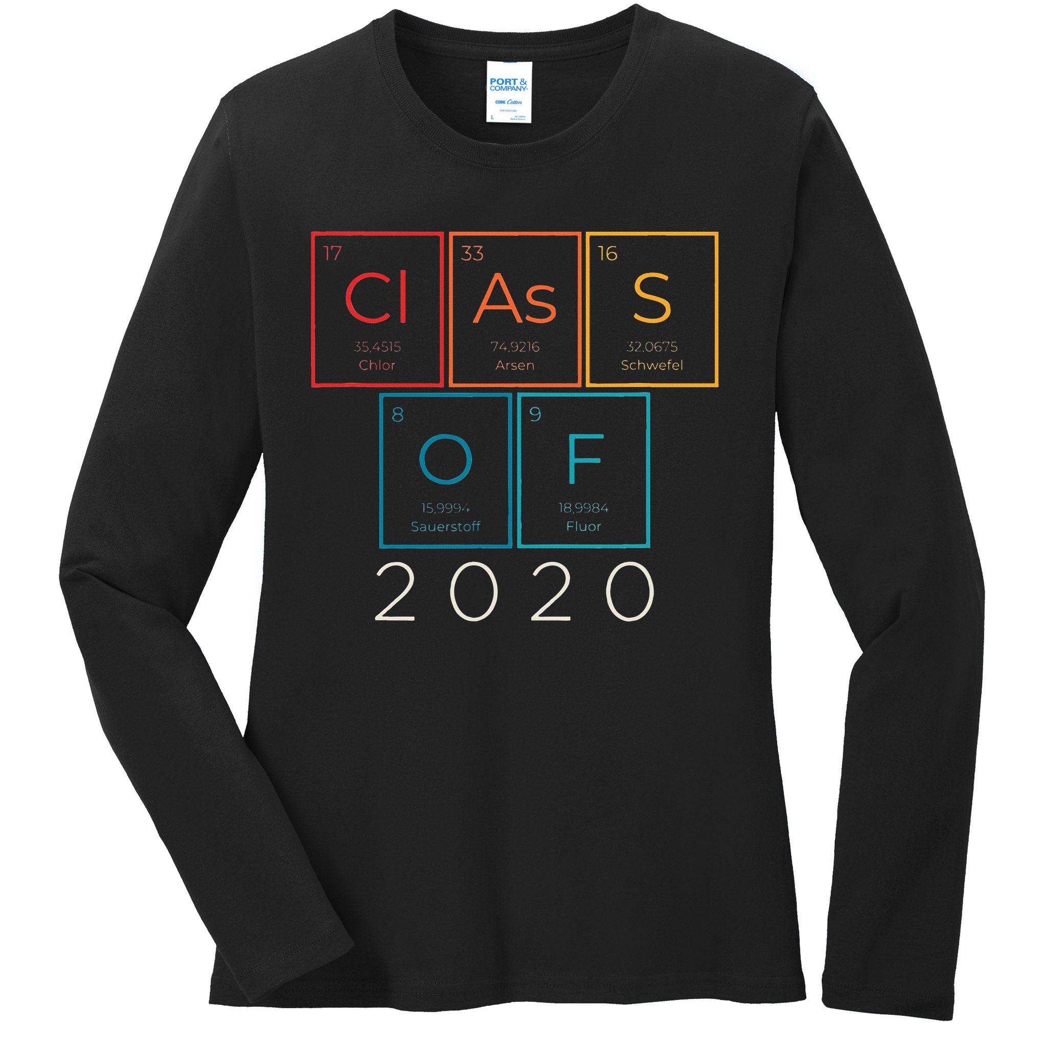 Vintage Class Of 2020 Graduate Senior Science Chemistry Gift Ladies Long Sleeve Shirt