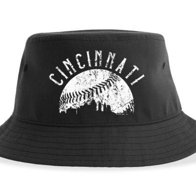 Vintage Cincinnati Ohio Skyline Sustainable Bucket Hat