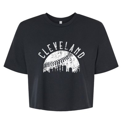 Vintage Cleveland Ohio Skyline Apparel Bella+Canvas Jersey Crop Tee