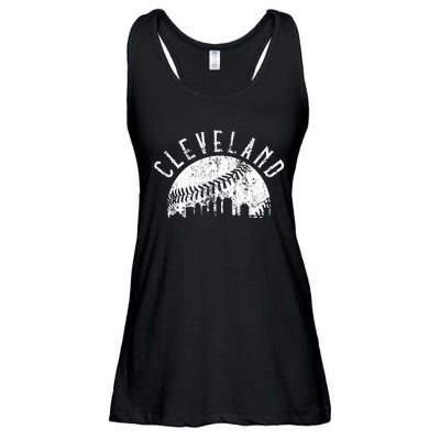 Vintage Cleveland Ohio Skyline Apparel Ladies Essential Flowy Tank