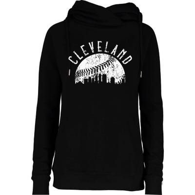 Vintage Cleveland Ohio Skyline Apparel Womens Funnel Neck Pullover Hood