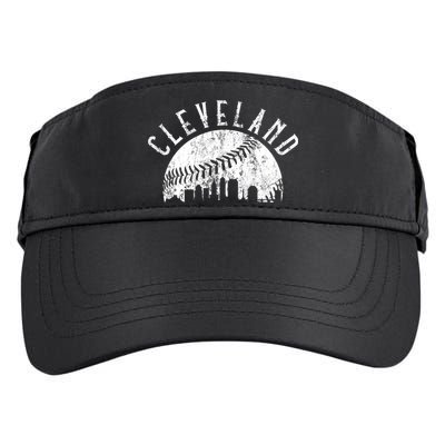 Vintage Cleveland Ohio Skyline Apparel Adult Drive Performance Visor