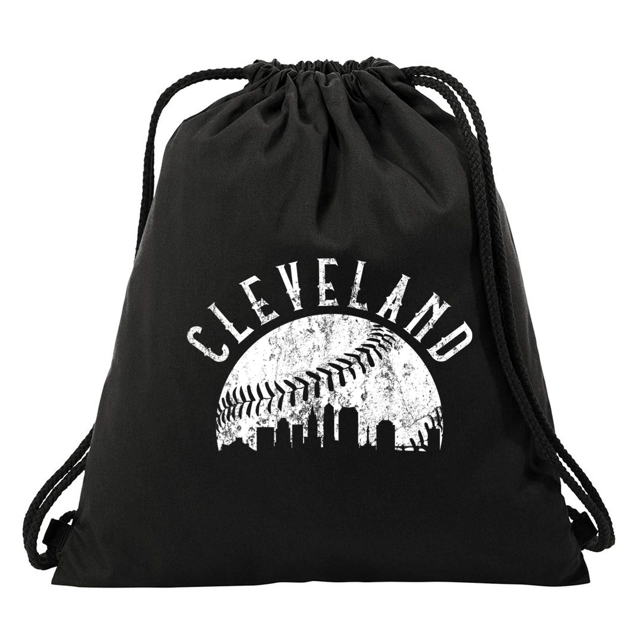 Vintage Cleveland Ohio Skyline Apparel Drawstring Bag