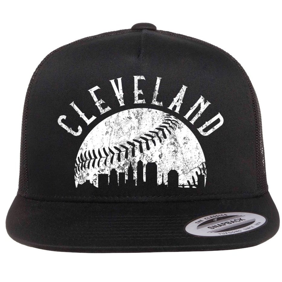 Vintage Cleveland Ohio Skyline Apparel Flat Bill Trucker Hat