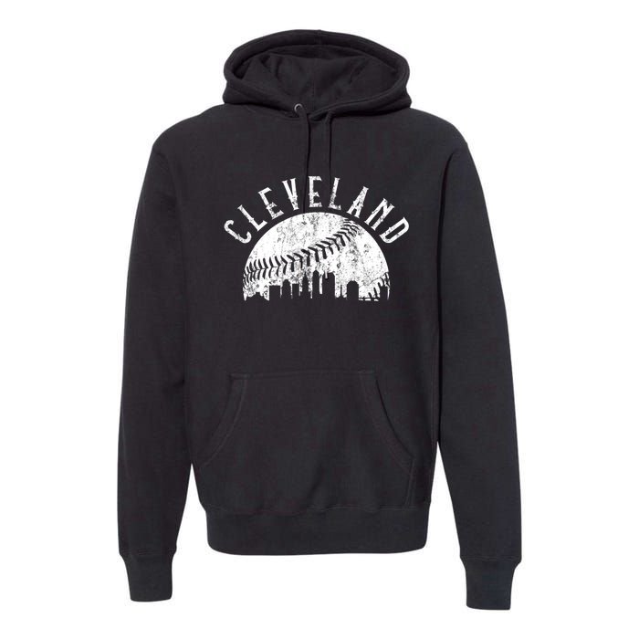 Vintage Cleveland Ohio Skyline Apparel Premium Hoodie