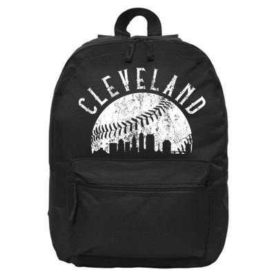 Vintage Cleveland Ohio Skyline Apparel 16 in Basic Backpack