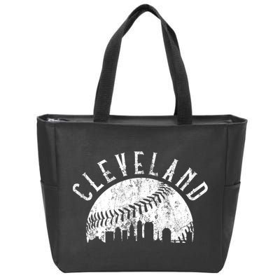 Vintage Cleveland Ohio Skyline Apparel Zip Tote Bag