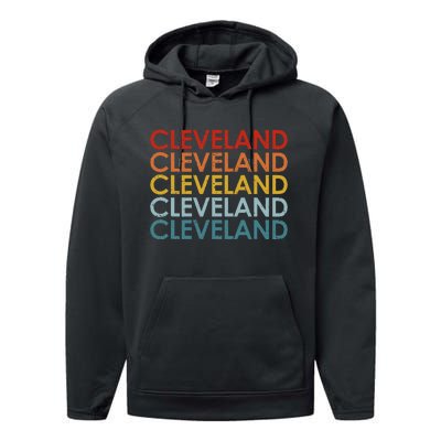 Vintage Cleveland Ohio Retro Souvenir Performance Fleece Hoodie