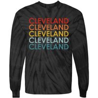 Vintage Cleveland Ohio Retro Travel Souvenir Tie-Dye Long Sleeve Shirt