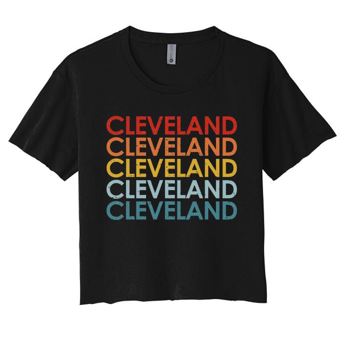 Vintage Cleveland Ohio Retro Travel Souvenir Women's Crop Top Tee