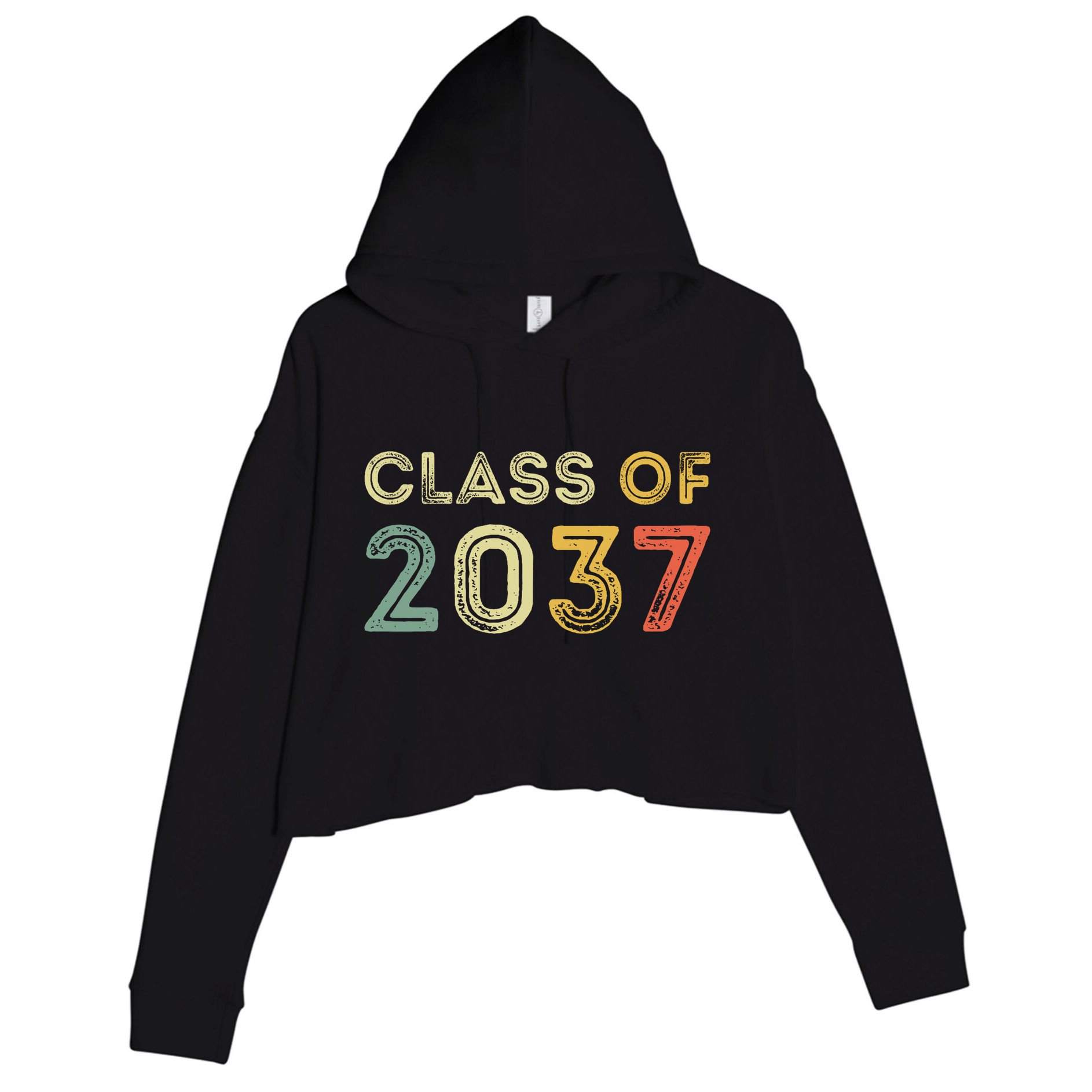 Vintage Class Of 2037 Graduation Senior 2037 Crop Fleece Hoodie