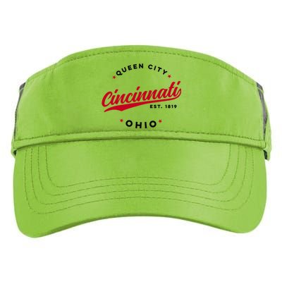 Vintage Cincinnati Ohio Queen City Red Text Meaningful Gift Adult Drive Performance Visor