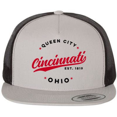 Vintage Cincinnati Ohio Queen City Red Text Meaningful Gift Flat Bill Trucker Hat