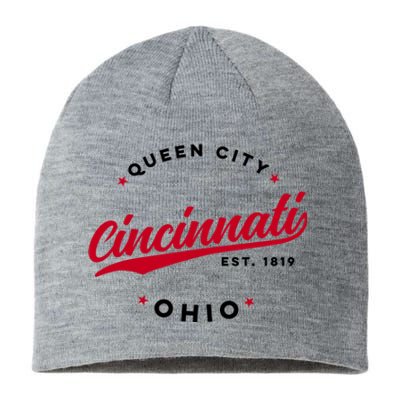 Vintage Cincinnati Ohio Queen City Red Text Meaningful Gift Sustainable Beanie