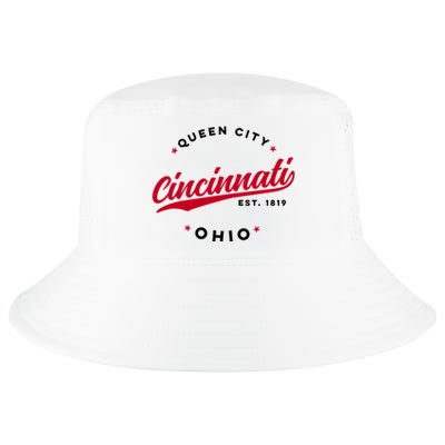 Vintage Cincinnati Ohio Queen City Red Text Meaningful Gift Cool Comfort Performance Bucket Hat