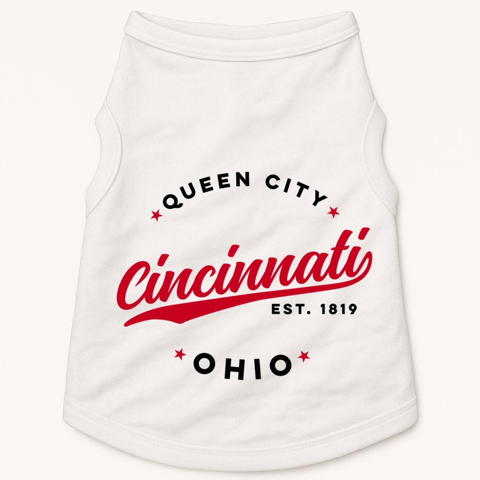 Vintage Cincinnati Ohio Queen City Red Text Meaningful Gift Doggie Tank