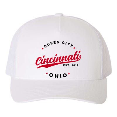 Vintage Cincinnati Ohio Queen City Red Text Meaningful Gift Yupoong Adult 5-Panel Trucker Hat