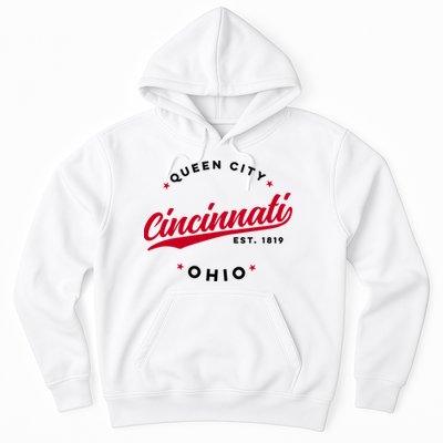 Vintage Cincinnati Ohio Queen City Red Text Meaningful Gift Hoodie