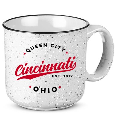 Vintage Cincinnati Ohio Queen City Red Text Meaningful Gift 15oz Campfire Ceramic Mug