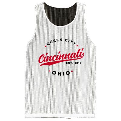 Vintage Cincinnati Ohio Queen City Red Text Meaningful Gift Mesh Reversible Basketball Jersey Tank