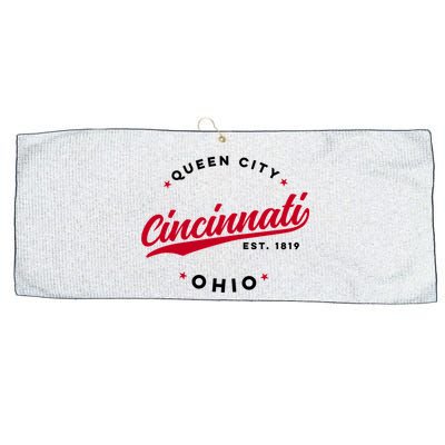 Vintage Cincinnati Ohio Queen City Red Text Meaningful Gift Large Microfiber Waffle Golf Towel