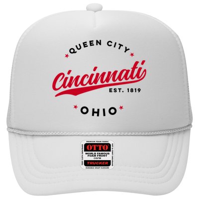 Vintage Cincinnati Ohio Queen City Red Text Meaningful Gift Trucker Hat