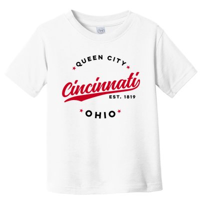 Vintage Cincinnati Ohio Queen City Red Text Meaningful Gift Toddler T-Shirt