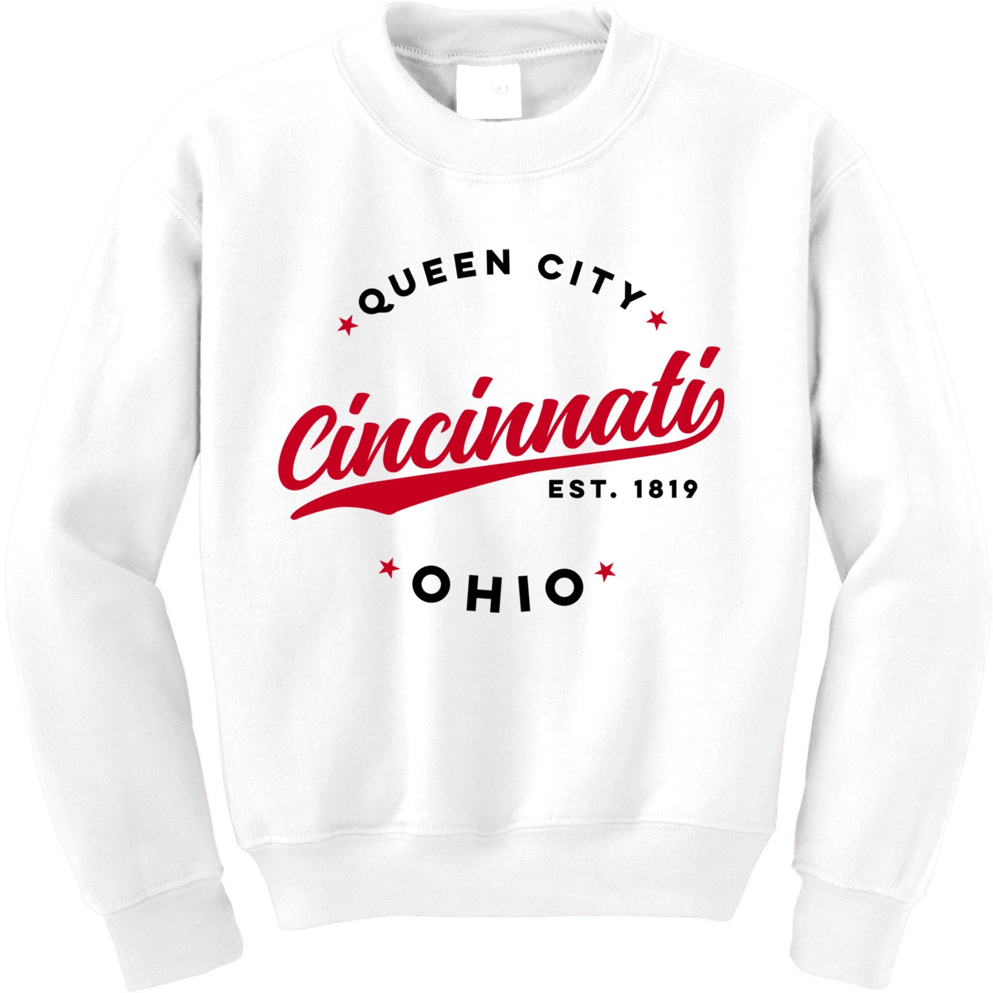 Vintage Cincinnati Ohio Queen City Red Text Meaningful Gift Kids Sweatshirt