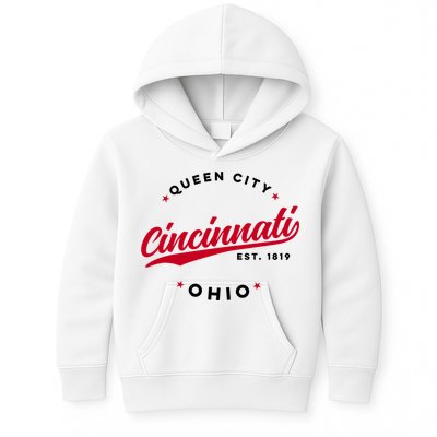 Vintage Cincinnati Ohio Queen City Red Text Meaningful Gift Kids Hoodie