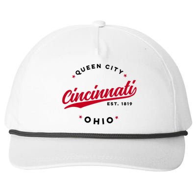 Vintage Cincinnati Ohio Queen City Red Text Meaningful Gift Snapback Five-Panel Rope Hat