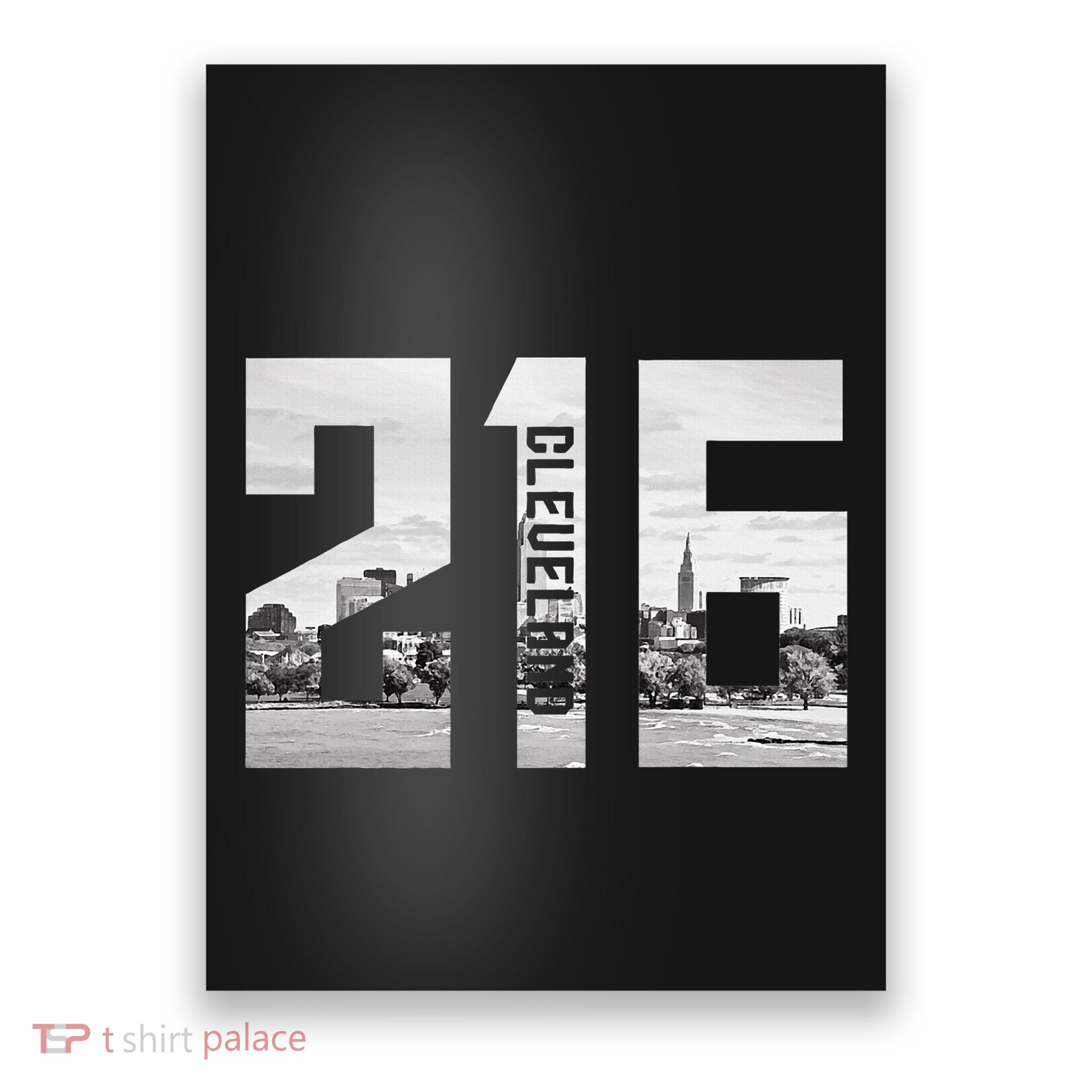 Vintage Cleveland Ohio 216 Area Code Skyline Poster